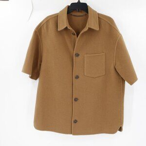canali shirt jacket men's Medium wool blend short sleeve button up hand sewn